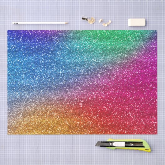 Sparkly Rainbow Gradient Glitter Tissuepapier (Craft)