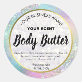 Sparkly Rainbow Pastel Gekleurde Body Butter Label