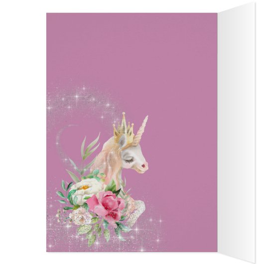 Sparkly Rainbow Universe Unicorn Fantasy Birthday (Binnen (Links))