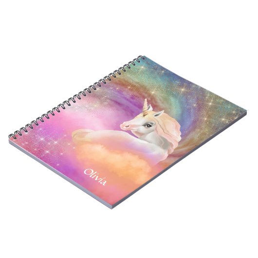 Sparkly Rainbow Universe Unicorn Notitieboek (Linkerzijde)