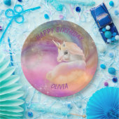 Sparkly Rainbow Universe Unicorn Papieren Bordje (Feest)