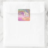 Sparkly Rainbow Universe Unicorn Vierkante Sticker (Tas)