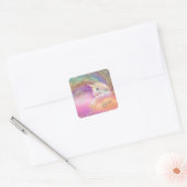 Sparkly Rainbow Universe Unicorn Vierkante Sticker (Envelop)