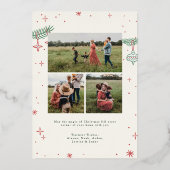 Sparkly Red Bow Wreath Christmas Foil Card Folie Feestdagenkaart (Achterkant)