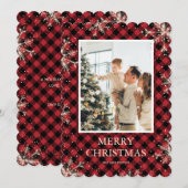 Sparkly Red Buffalo Pset Photo Merry Kerstry Feestdagenkaart (Voorkant / Achterkant)