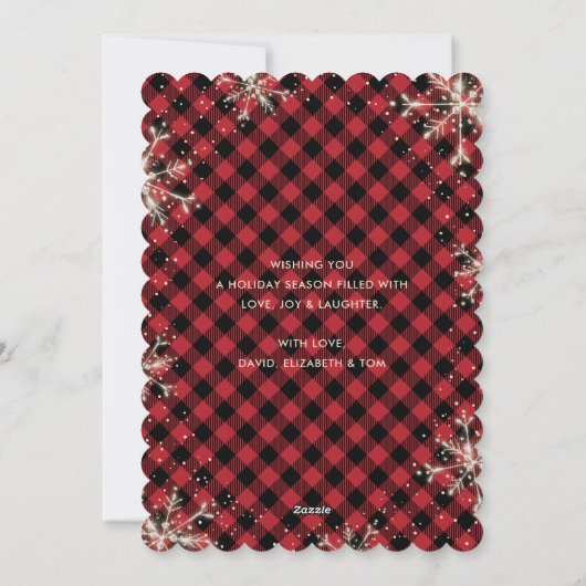 Sparkly Red Buffalo Pset Photo Merry Kerstry Feestdagenkaart (Achterkant)