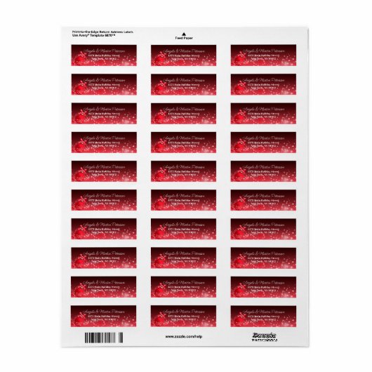 Sparkly Red Christmas Bauble Retouradreslabel Etiket (Full Sheet)