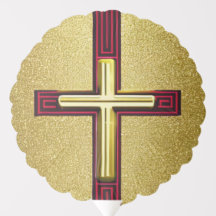 Sparkly Red en Gold Cross-ballon