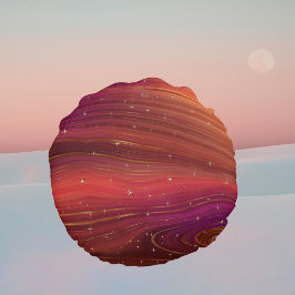 Sparkly Red en Oranje Molten Earth Strata Rond Kussen