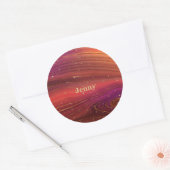 Sparkly Red en Oranje Molten Earth Strata Ronde Sticker (Envelop)