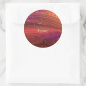 Sparkly Red en Oranje Molten Earth Strata Ronde Sticker (Tas)