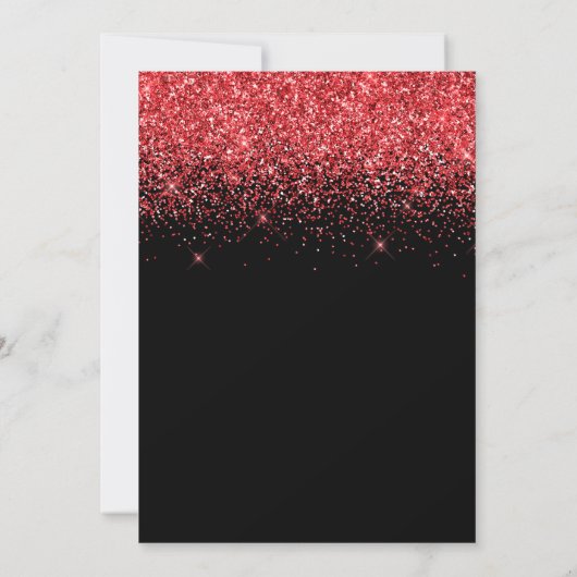 Sparkly Red Glitter Black Quinceañera Kaart (Achterkant)