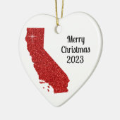 Sparkly Red Glitter California, pretkerst Keramisch Ornament (Links)