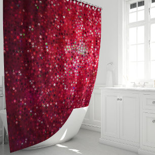 Sparkly Red Glitter Glam Shower Douchegordijn