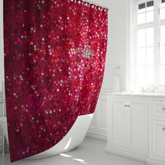 Sparkly Red Glitter Glam Shower Douchegordijn