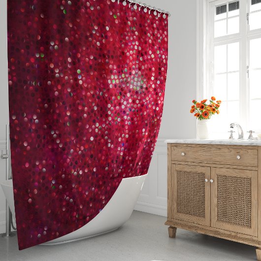 Sparkly Red Glitter Glam Shower Douchegordijn