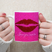 Sparkly Red Lips Roze Glitter houdt van meer scrip Koffiemok