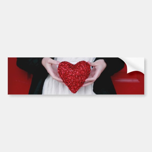 Sparkly Red Love Heart (Valentijnsdag) Bumpersticker (Voorkant)
