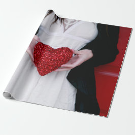 Sparkly Red Love Heart (Valentijnsdag) Cadeaupapier