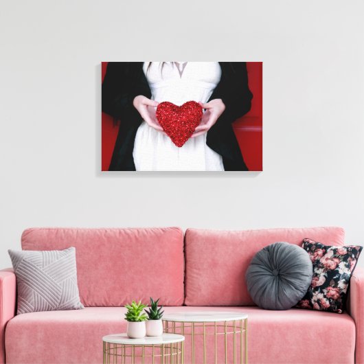 Sparkly Red Love Heart (Valentijnsdag) Canvas Afdruk (Insitu (Woonkamer))