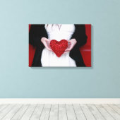 Sparkly Red Love Heart (Valentijnsdag) Canvas Afdruk (Insitu (Houten vloer))