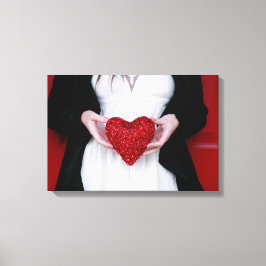 Sparkly Red Love Heart (Valentijnsdag) Canvas Afdruk