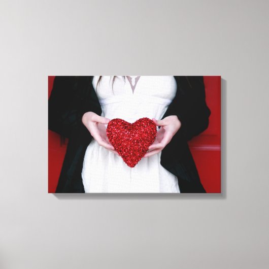 Sparkly Red Love Heart (Valentijnsdag) Canvas Afdruk (Voorkant)