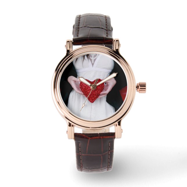 Sparkly Red Love Heart (Valentijnsdag) Horloge (Voorkant)