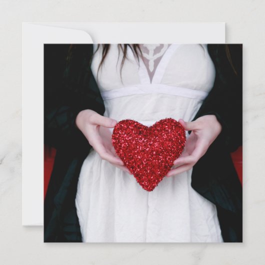 Sparkly Red Love Heart (Valentijnsdag) Kaart (Voorkant)
