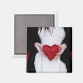 Sparkly Red Love Heart (Valentijnsdag) Magneet (Voorkant / Achterkant)