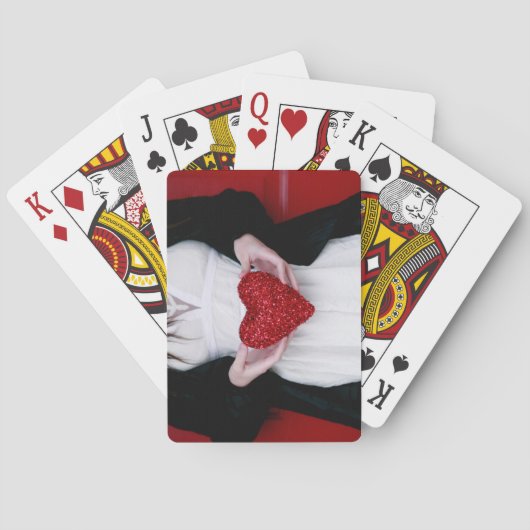 Sparkly Red Love Heart (Valentijnsdag) Pokerkaarten (Achterkant)