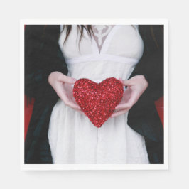 Sparkly Red Love Heart (Valentijnsdag) Servet