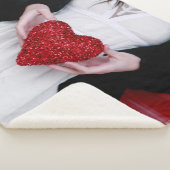 Sparkly Red Love Heart (Valentijnsdag) Sherpa Deken (3/4)