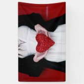 Sparkly Red Love Heart (Valentijnsdag) Spandoek (Verticaal)