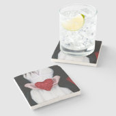 Sparkly Red Love Heart (Valentijnsdag) Stenen Onderzetter (Zijkant)