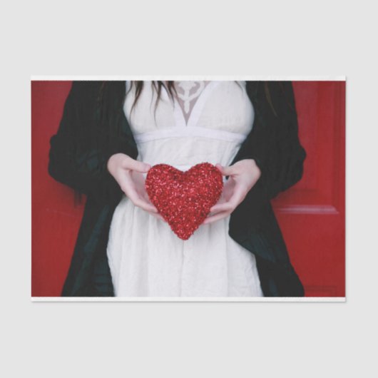 Sparkly Red Love Heart (Valentijnsdag) Tissuepapier (Voorkant)