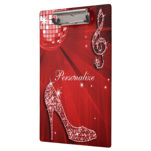Sparkly Red Music Note & Stiletto Hiel Klembord (Links)