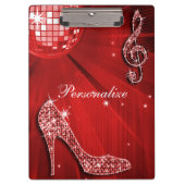 Sparkly Red Music Note & Stiletto Hiel Klembord (Voorkant)