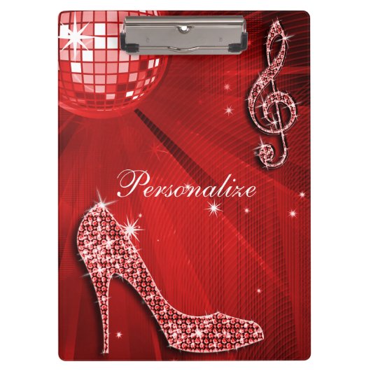 Sparkly Red Music Note & Stiletto Hiel Klembord (Voorkant)