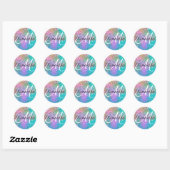 Sparkly Regenboog Zeemeermin Faux Glitter Monogram Ronde Sticker (Vel)