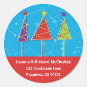 Sparkly Retro Bomen Ronde Sticker (Voorkant)