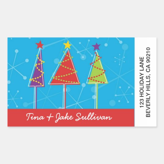 Sparkly Retro Trees Shipping Labels (Voorkant)