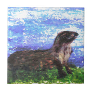 Sparkly River Otter Tegeltje