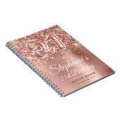Sparkly Roos Gold Ballon 21e Birthday Guestbook Notitieboek (Rechterzijde)