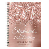 Sparkly Roos Gold Ballon 21e Birthday Guestbook Notitieboek (Voorkant)