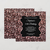 Sparkly Roos Gold Black Leopard Glam 50th Birthday Kaart (Voorkant / Achterkant)