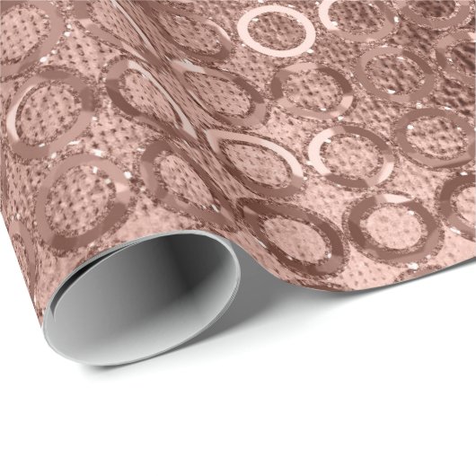 Sparkly Roos Gold Circles Roze Luxe Sparkle Cadeaupapier (Rol Hoek)