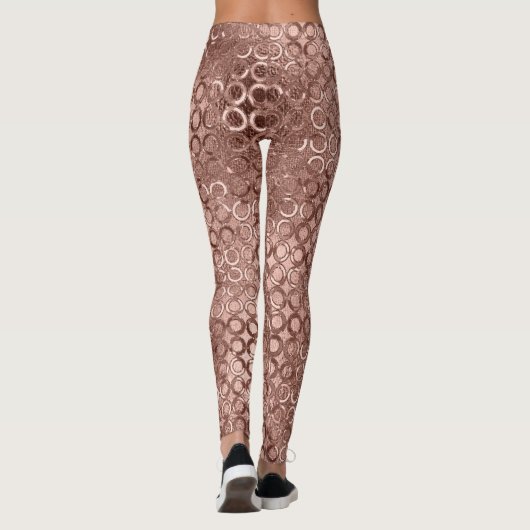 Sparkly Roos Gold Circles Roze Luxe Sparkle Leggings (Achterkant)