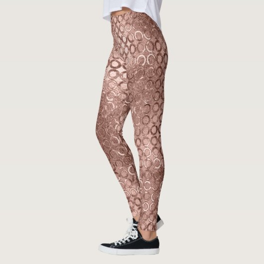 Sparkly Roos Gold Circles Roze Luxe Sparkle Leggings (Links)