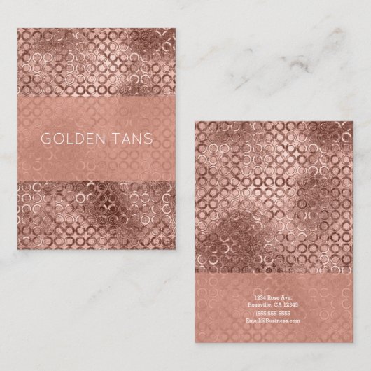 Sparkly Roos Gold Circles Roze Luxe Sparkle Visitekaartje (Voorkant / Achterkant)